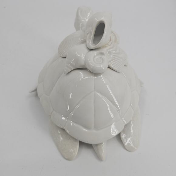 Fitz & Floyd Atlantis Ceramic Sea Turtle Dish w/Lid Trinket Box Coastal Decor - Picture 3 of 10
